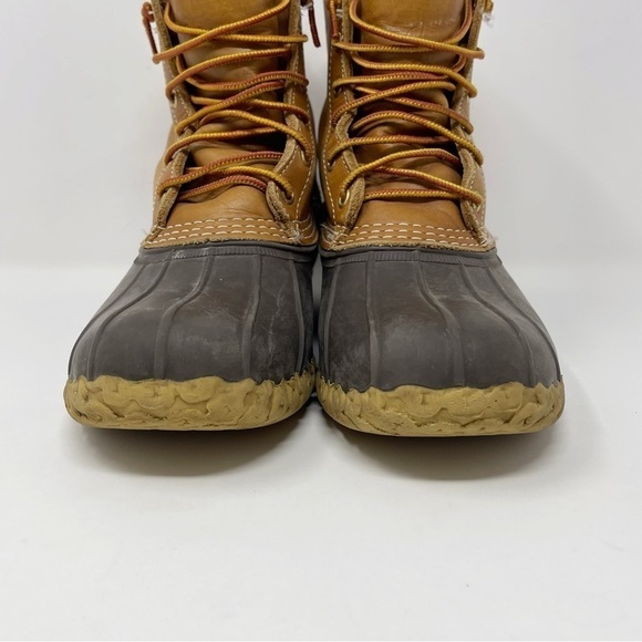 Vintage LL Bean Brown Leather Lace Up Unlined Hunting Ankle Duck Boots - Picture 3 of 11